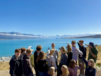 Gruppe ved Mount Cook i New Zealand