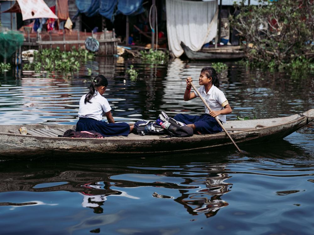 Flydende landsby i Cambodja