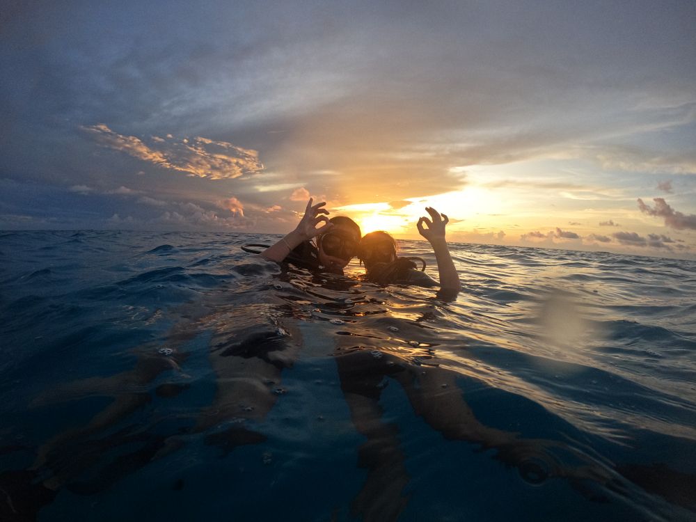 Magisk dyk ved solnedgang